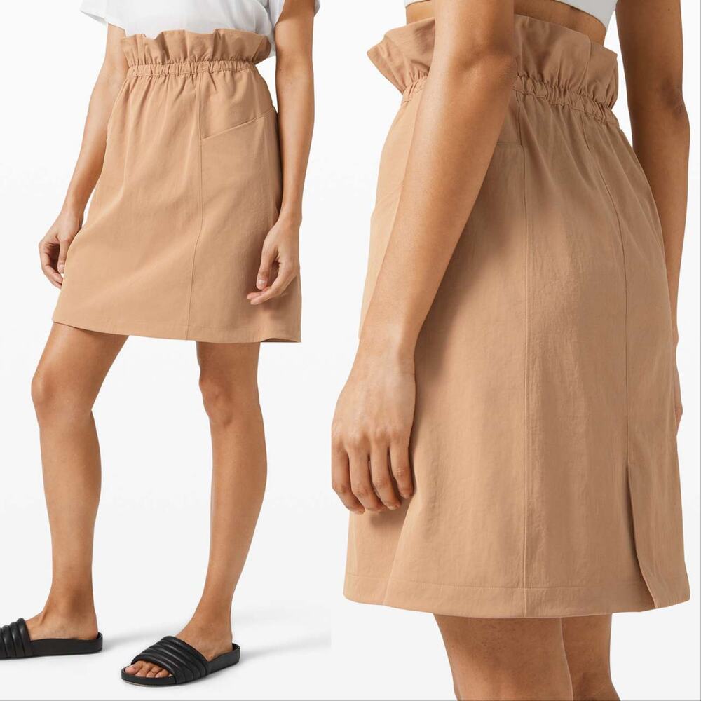 Lululemon High Waist Trip Taker Skirt Beech Wood Sz 4